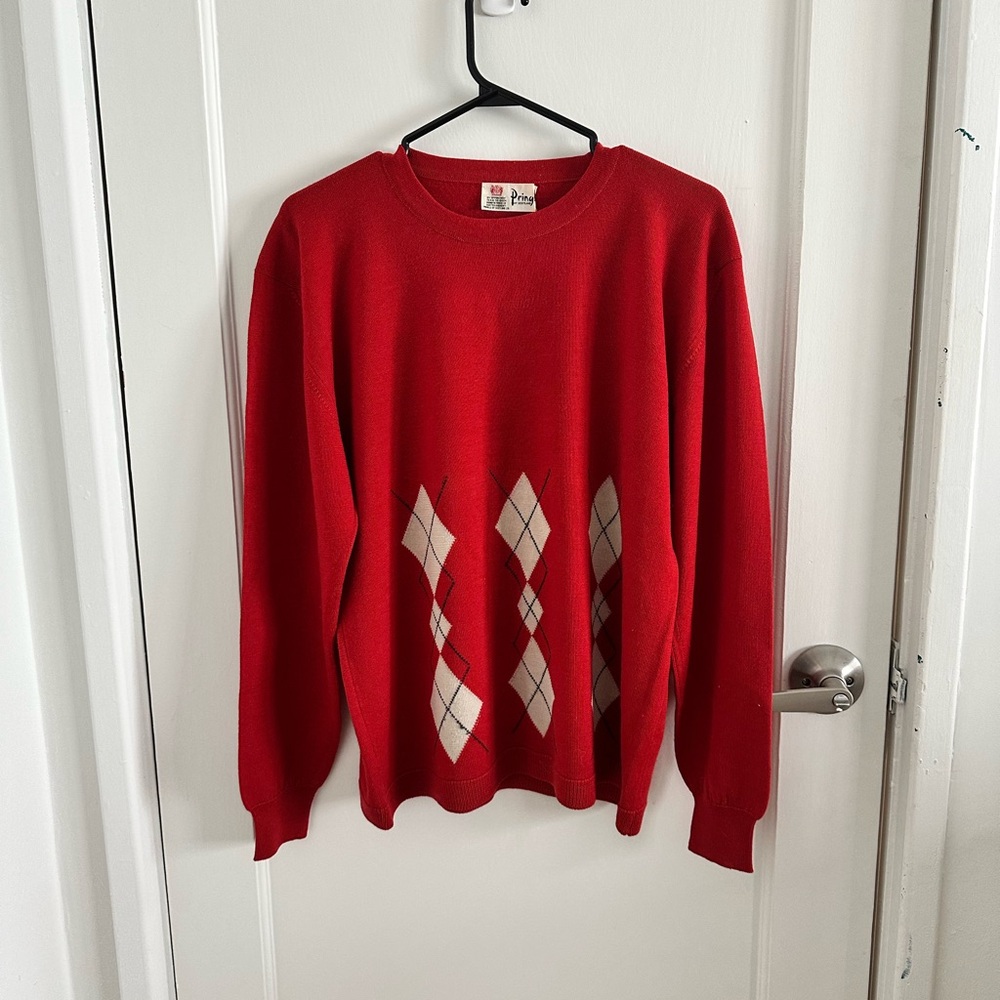 Vintage Pringle Red Argyle Sweater